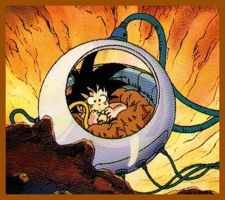 Goku en la cápsula que le llevó a la Tierra
